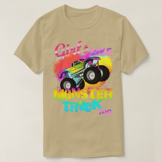 Camiseta Chicas Como Camiones Monstruos Demasiado Chicas Ca (Diseño del anverso)