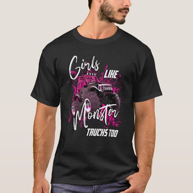 Camiseta Chicas Como Camiones Monstruos Para Amar Camiones  (Anverso)