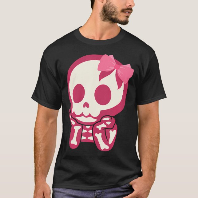 Camiseta Chicas Cueleto de orejas rosadas de goma de cráneo (Anverso)