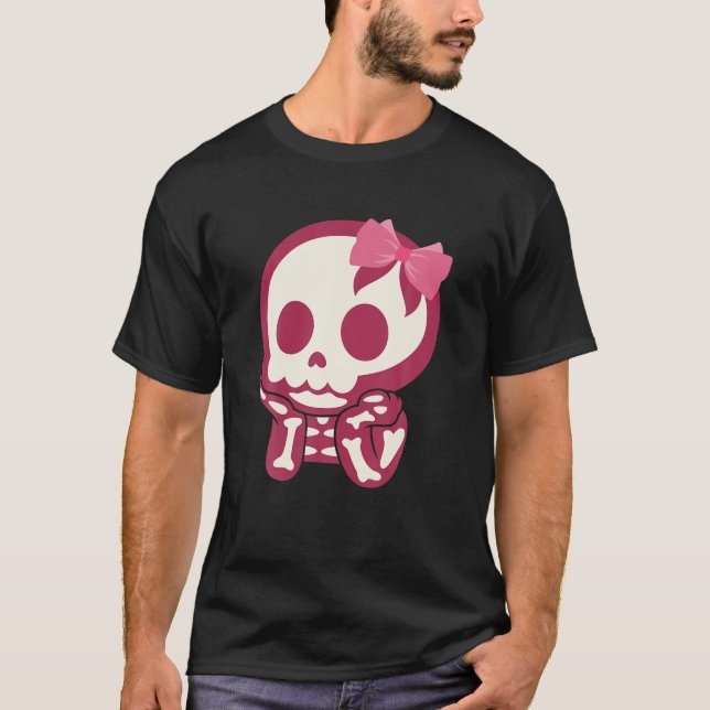 Camiseta Chicas Cueleto de orejas rosadas de goma de cráneo (Anverso)