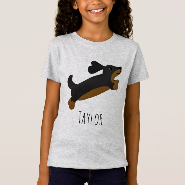 Camiseta Chicas cuelgan a Personalizado de perro negro de D (Anverso)