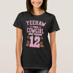 Camiseta Chicas Cumpleaños 12 Cowgirl Yeehaw Tema Occidenta
