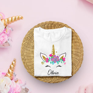 Camiseta Chicas Cutan Unicornio Y Personalizado Arcoiris De