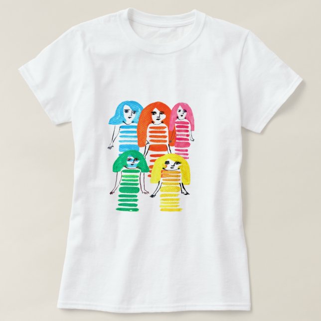 Camiseta Chicas cutáneo acuarela arte moderno divertido (Diseño del anverso)