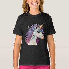 Camiseta Chicas Cute Black Elegant Purple Magical Unicornio