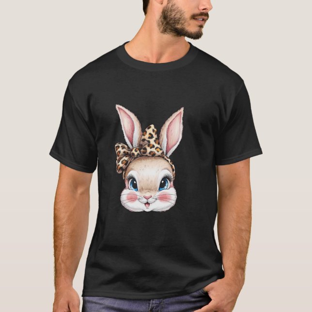 Camiseta Chicas Cute Bunny Rabbit Face Leopard Coquette Bow (Anverso)