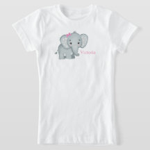 Chicas Cute Elephant Pink Bow Name Kids