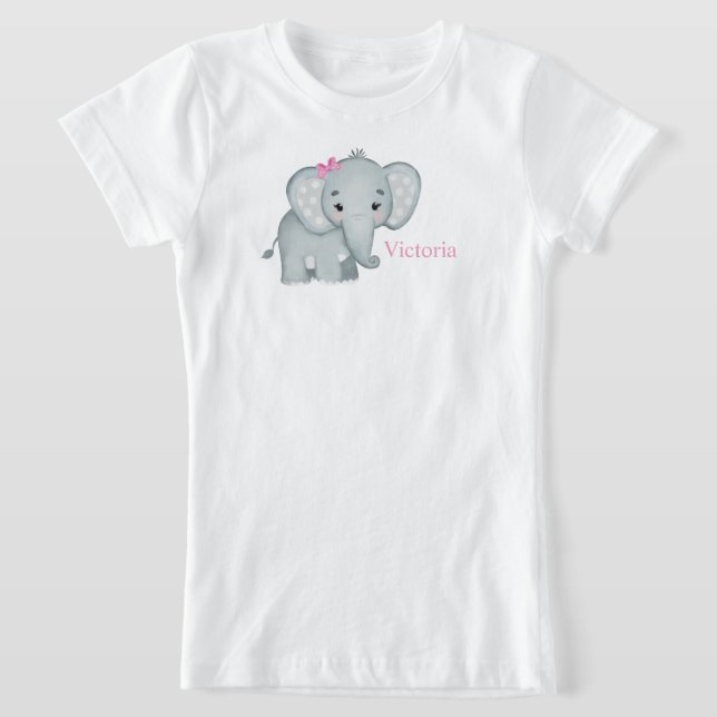 Camiseta Chicas Cute Elephant Pink Bow Name Kids (Distribución)