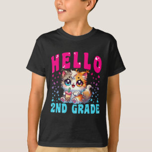 Camiseta Chicas Cute Hello De 2º Grado Cat Para El Primer D