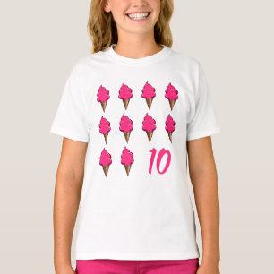 Camiseta Chicas de 10 años Cumpleaños Cremas de hielo rosas