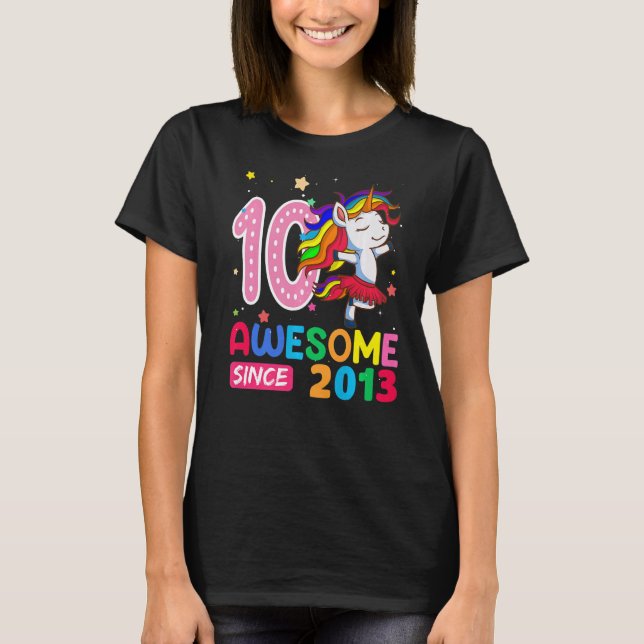 Camiseta chicas de 10 años Unicornio décimo cumpleaños 1 (Anverso)