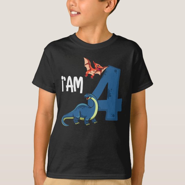 Camiseta chicas de 4 años Dinosaur Dinos de 4 años (Anverso)