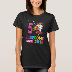 Camiseta chicas de 5 años Unicornio 5 cumpleaños