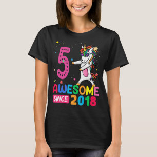 Camiseta chicas de 5 años Unicornio 5 cumpleaños 1