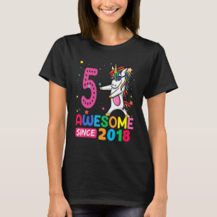 Camiseta chicas de 5 años Unicornio 5 cumpleaños 1