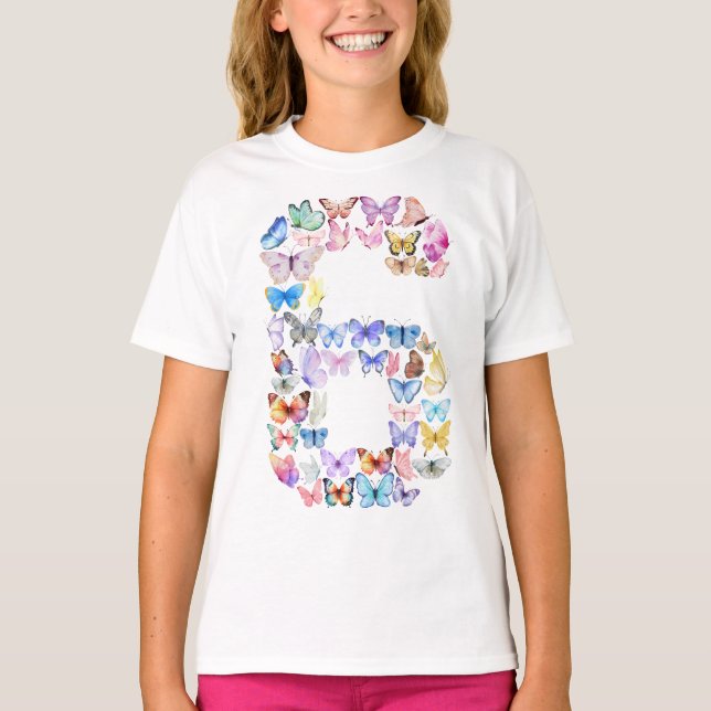 Camiseta Chicas de 6 años de edad del tema de las mariposas (Anverso)