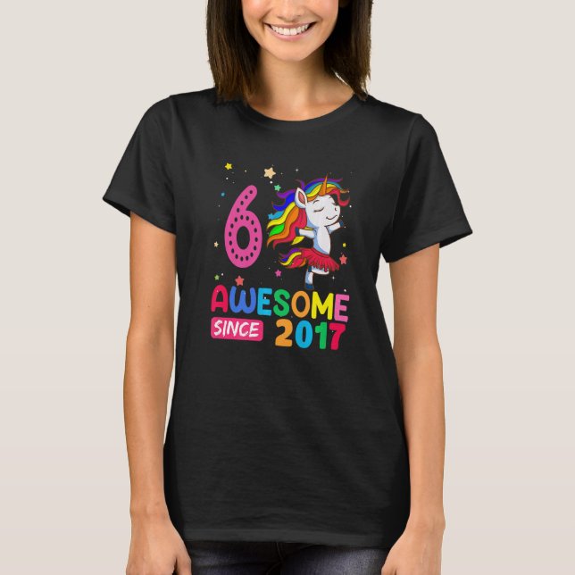 Camiseta chicas de 6 años Unicornio 6 cumpleaños (Anverso)