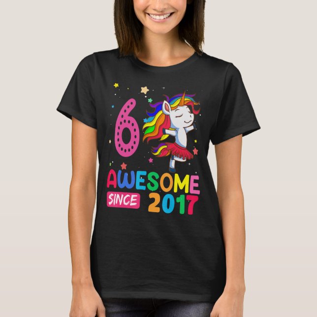 Camiseta chicas de 6 años Unicornio 6 cumpleaños (Anverso)