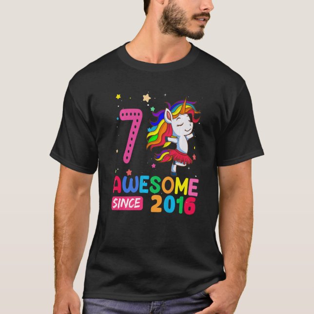 Camiseta chicas de 7 años de edad de Unicornio (Anverso)