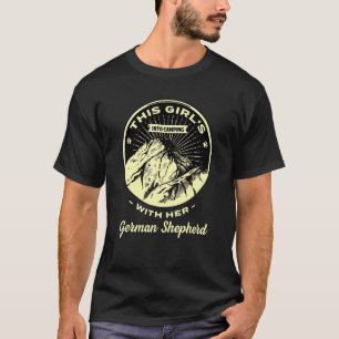 Camiseta Chicas De Acampada Con Su Pastor Alemán Ovejero