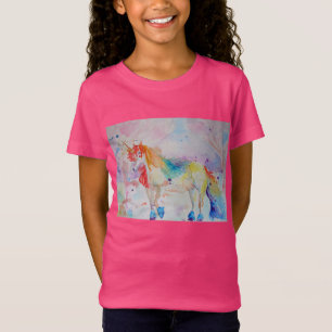 Camiseta Chicas de acuarela de unicornio colorido arte Cami