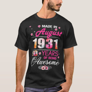 Camiseta Chicas de agosto de 1931 Regalo de cumpleaños hech