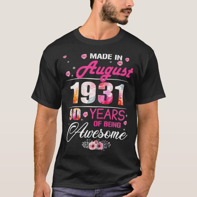 Camiseta Chicas de agosto de 1931 Regalo de cumpleaños hech (Anverso)