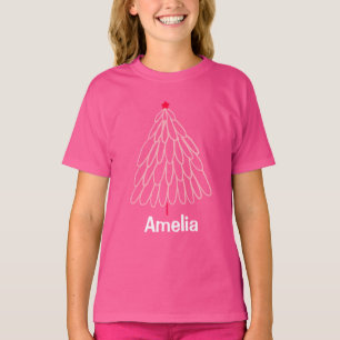 Camiseta Chicas de árbol de invierno Nombre personalizado p
