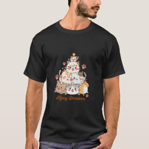 Camiseta Chicas de árbol de navidad felino Niños Meowy Catm