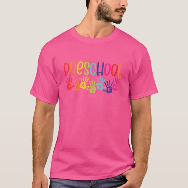 Camiseta Chicas de arcoiris preescolares equipo de profesor (Anverso)