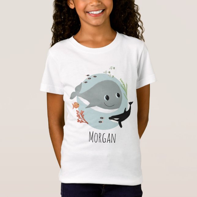 Camiseta Chicas de ballena y pescado del océano azul dulce  (Anverso)