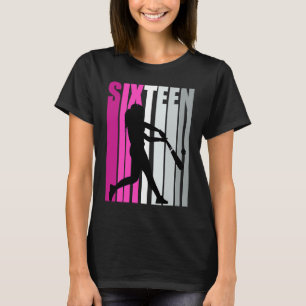 Camiseta Chicas De Béisbol Rosa 16º Nacimiento Corre En Bla