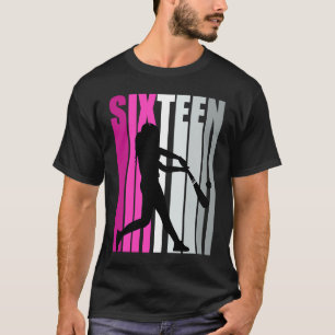 Camiseta Chicas De Béisbol Rosa 16º Nacimiento Corre En Bla