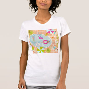 Camiseta Chicas de bikini y chicos jugando al billar