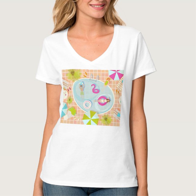Camiseta Chicas de bikini y chicos jugando al billar (Anverso)
