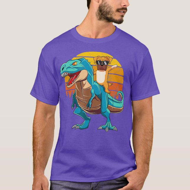 Camiseta Chicas de Boxer Dog Riding Dinosaur T Rex (Anverso)