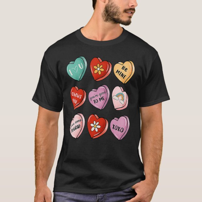 Camiseta Chicas de Candy Heart Kiss Día de San Valentín (Anverso)