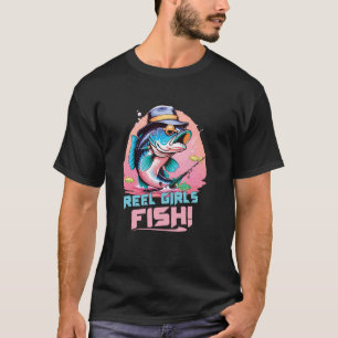 Camiseta Chicas de carrete de pesca de mujeres pescan ganch