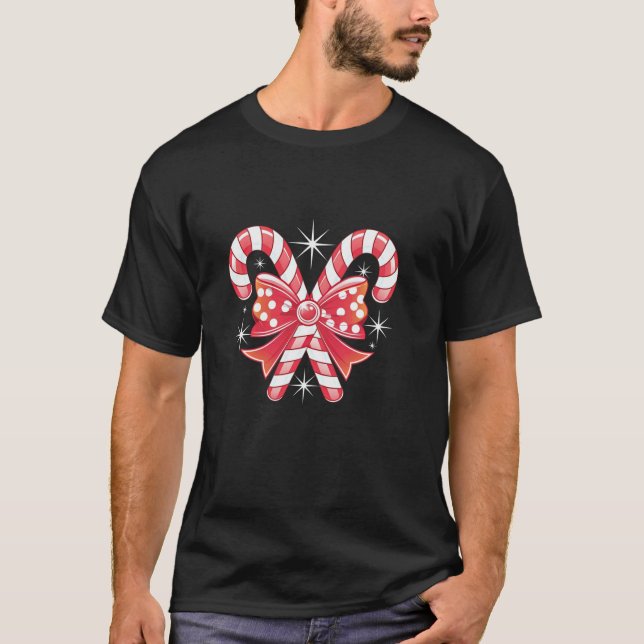 Camiseta Chicas de Coquette Navidades Candy Canes Bow (Anverso)
