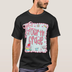 Camiseta Chicas de cuarto grado Coquette Bow Pink Preppy