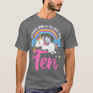 Camiseta chicas de cumpleaños de 10 años Rainbow Unicorn 10