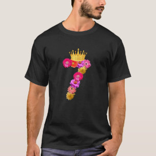 Camiseta chicas de cumpleaños de 7 años flan corona es mi s