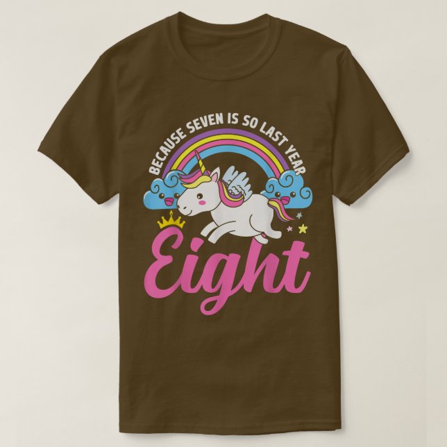 Camiseta chicas de cumpleaños de 8 años Rainbow Unicorn 8 B (Diseño del anverso)