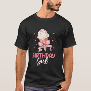 Camiseta Chicas de cumpleaños de Coquette Bow Ice Cream Bir