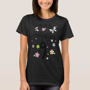 Camiseta chicas de cumpleaños de mariposa floral de 9 años 