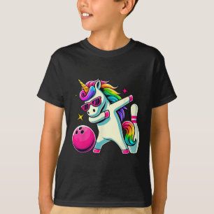 Camiseta Chicas de cumpleaños de Unicorn Dabbing Bowling