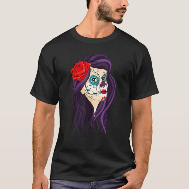 Camiseta Chicas de Dia De Los Muertos Skull Mask La Catrina (Anverso)