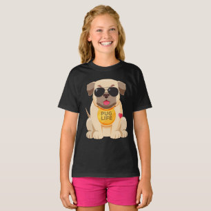 Camiseta Chicas de dibujos animados de perro pug adorable