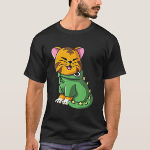 Camiseta Chicas de disfraces de gatos de dinosaurios cutáne