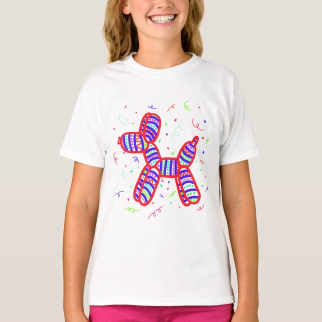 Camiseta Chicas de Fiestas de perro con globos (Anverso)